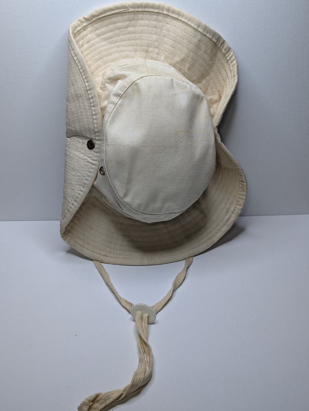 Broner Safari Boonie Hat Mens Medium Off White 100% Cotton Chin Strap